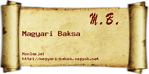 Magyari Baksa névjegykártya
